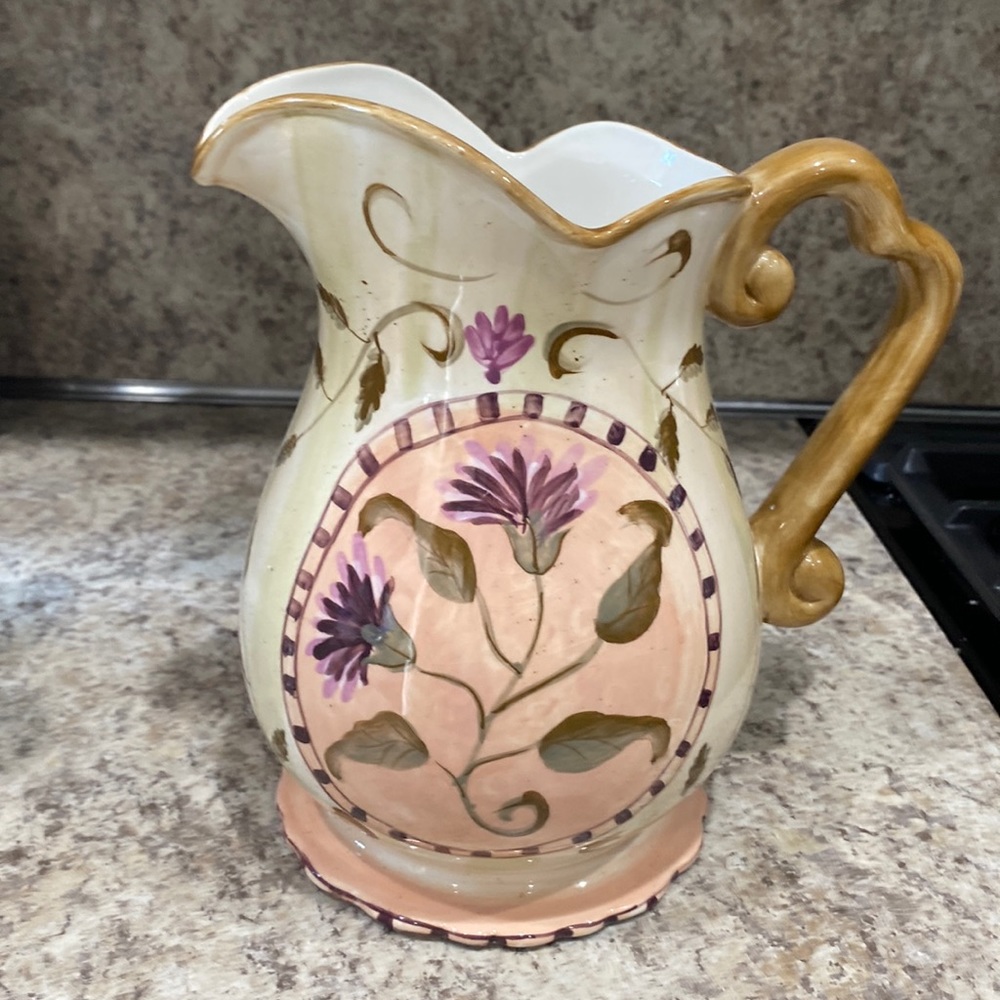Gorgeous spring hydrangea pitcher hand painted